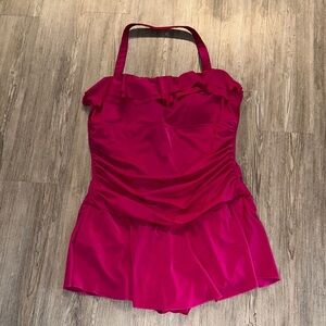 Women’s Plus Size One-Piece Swimsuit Swim Dress in Raspberry
